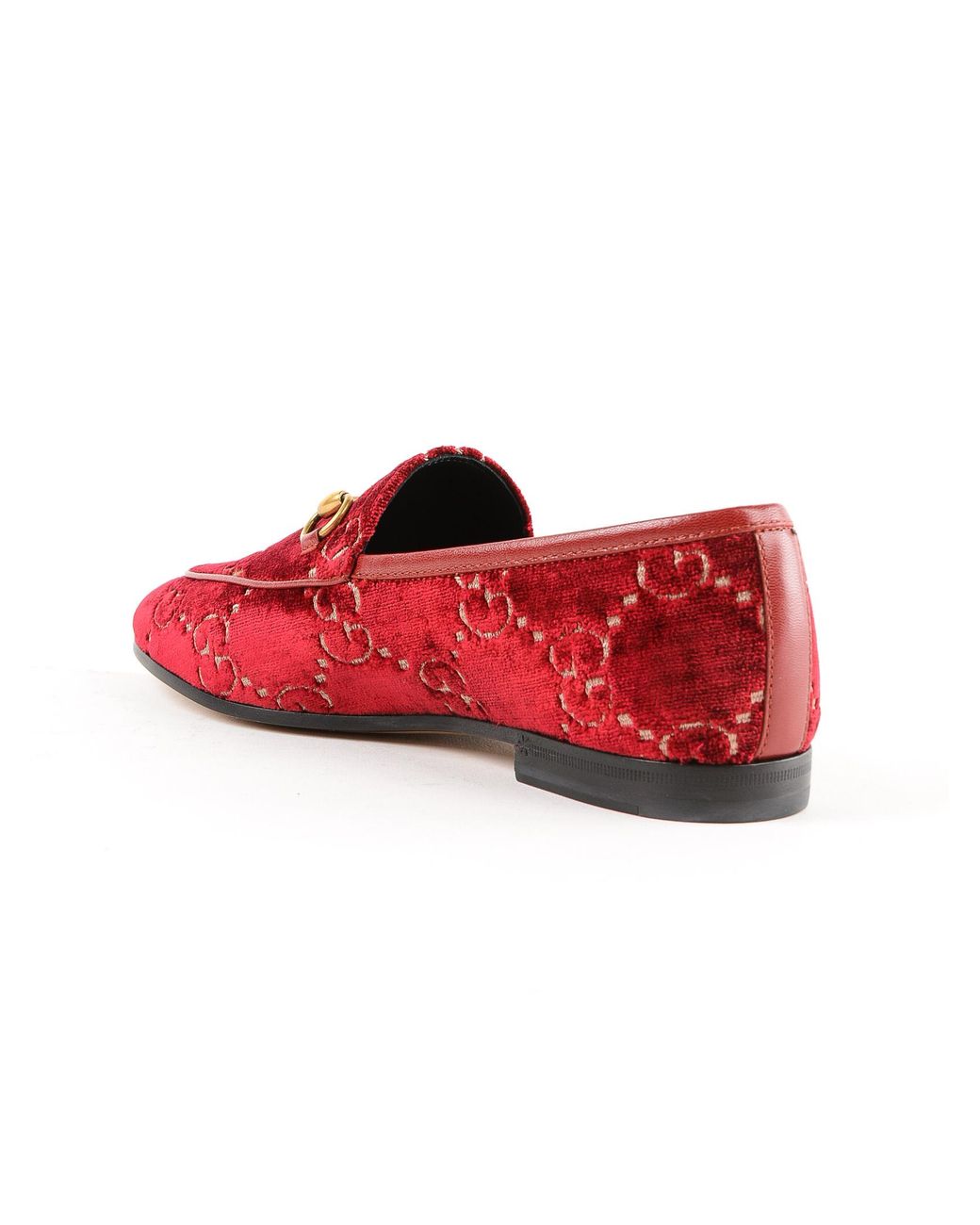 Gucci Red Jordaan Gg Velvet Loafer