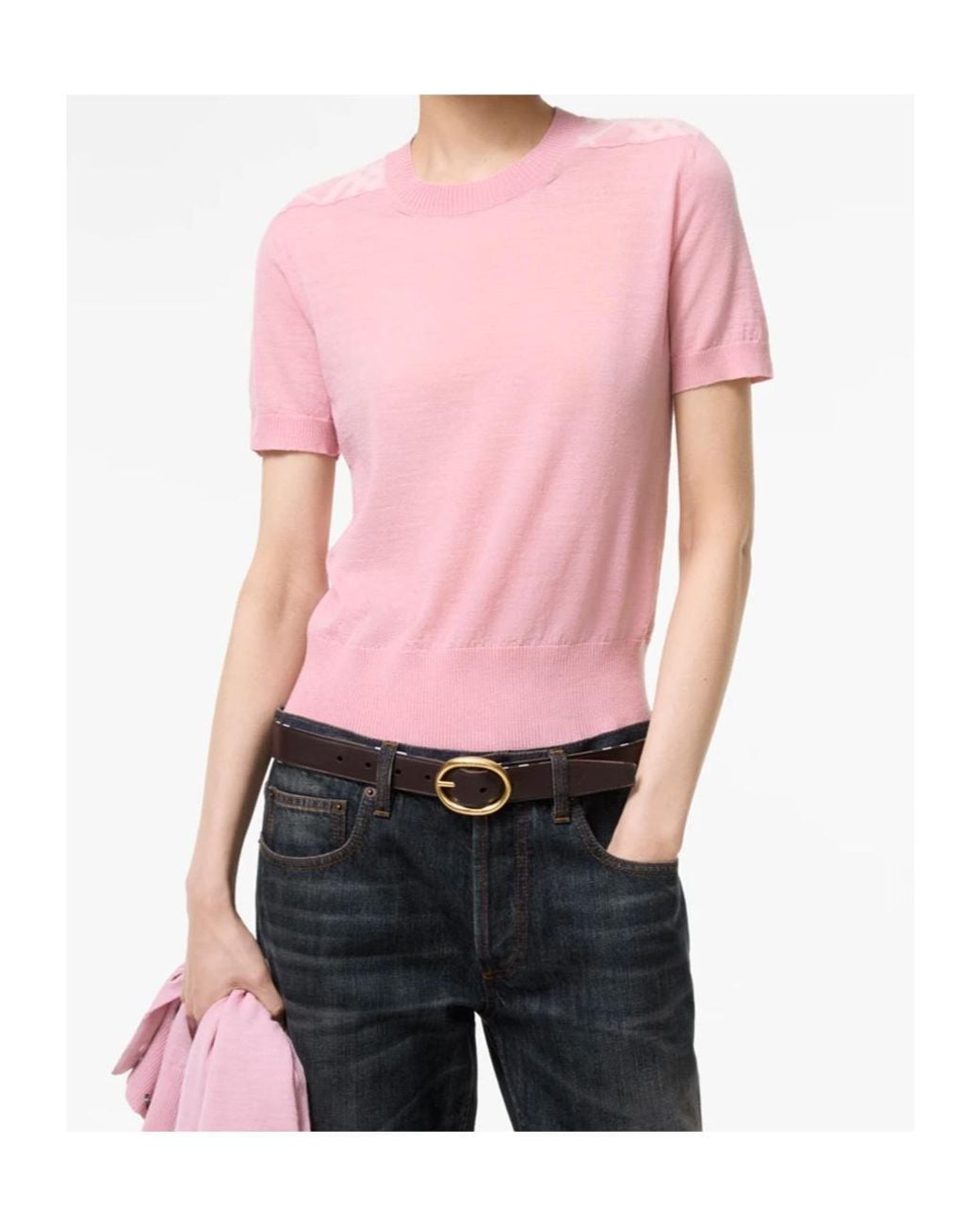 Burberry Pink Check Panel Knit Top