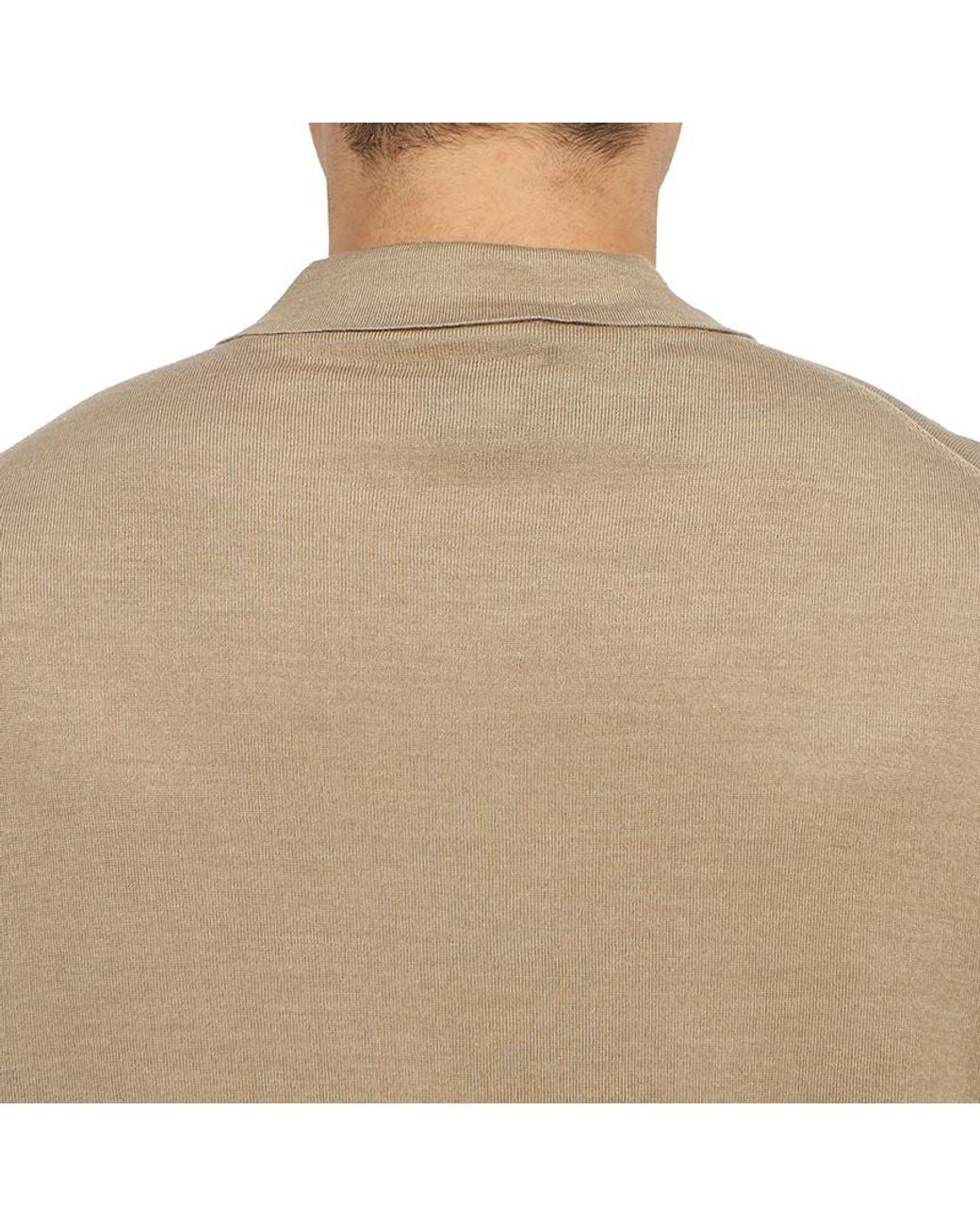 Lardini Natural Long-Sleeve Knitted Polo Shirt for men