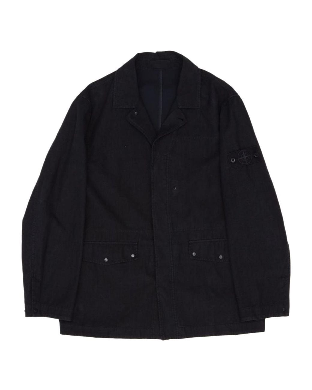 Stone Island Blue Jacket Logo Patch Long-Sleeved Jacket for men