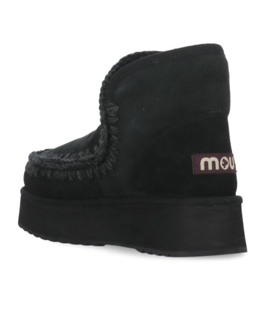 Mou Black Shearling Stitch Boots
