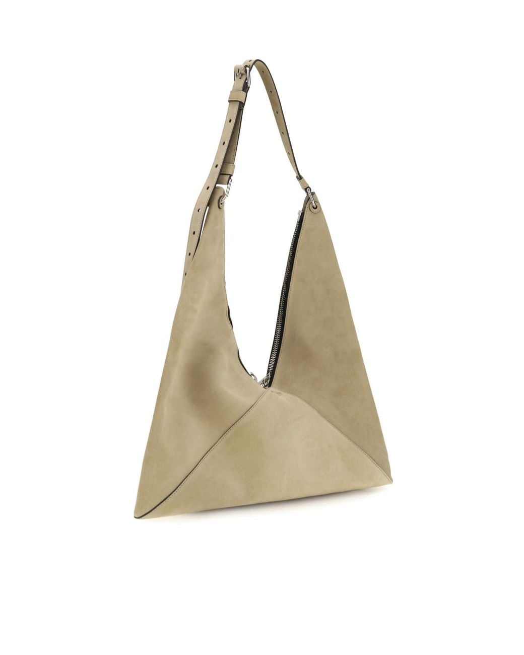 Moschino Natural Buckle Detailed Zipped Shoulder Bag