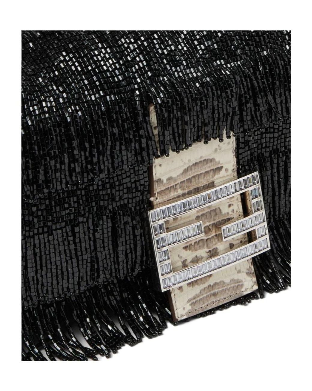 Fendi Black Re Edition Bag With Bead Fringes