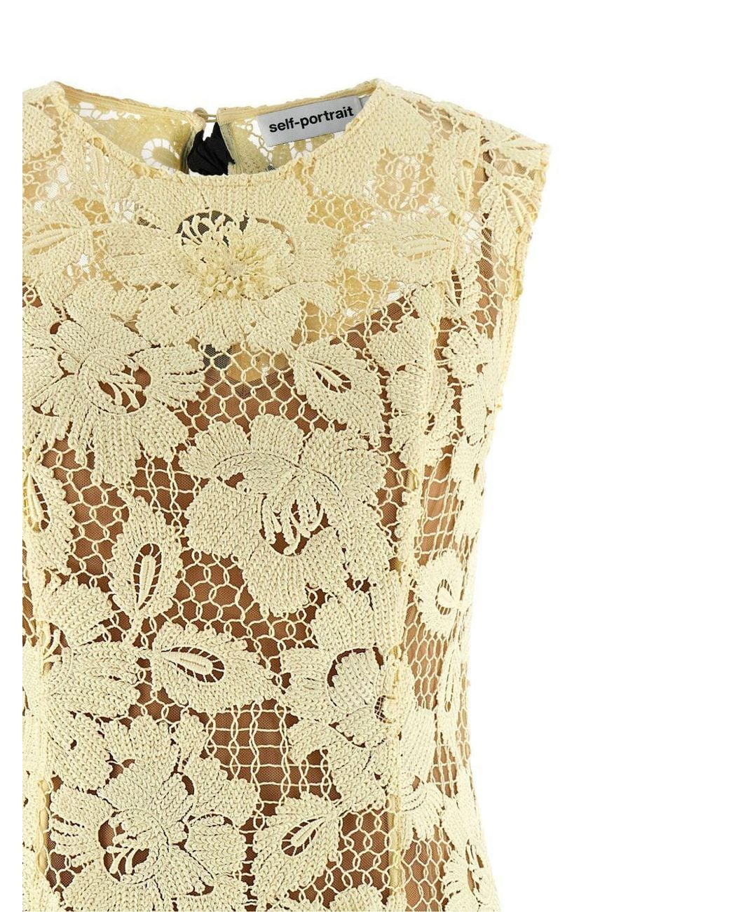 Self-Portrait Metallic Floral Crochet Midi Dress