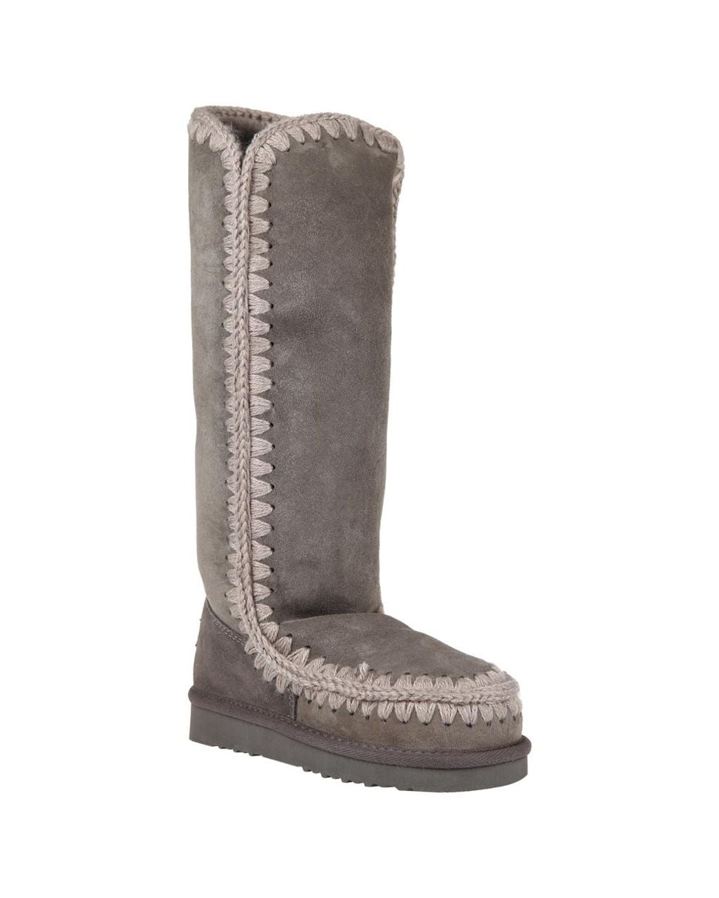 Mou White Splicing Design Knee-Length Boots
