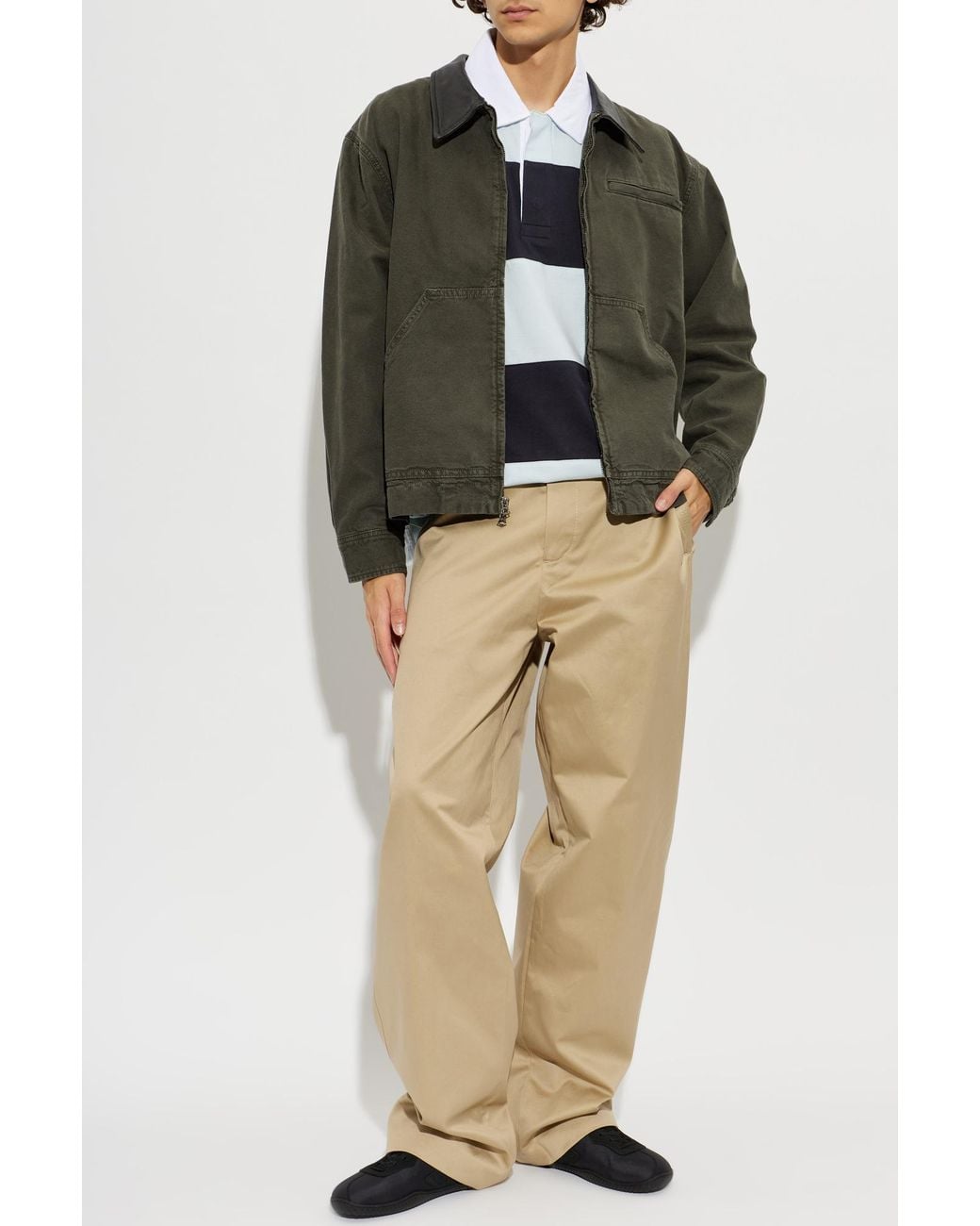 Rag & Bone Blue Striped Long Sleeve Polo Shirt for men