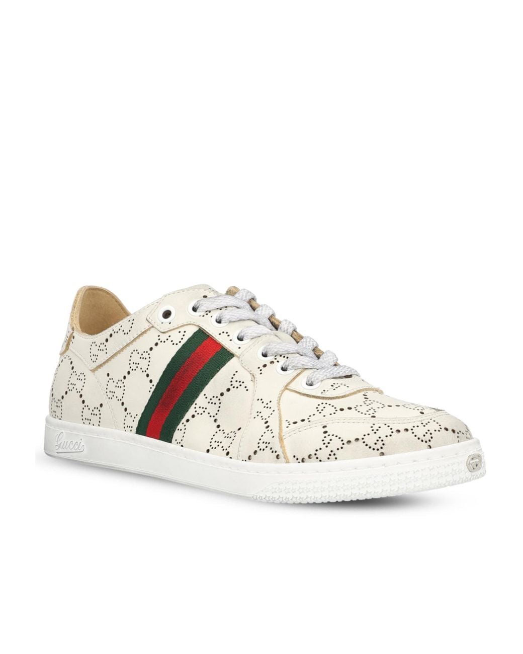 Gucci White Gg Web Sneakers