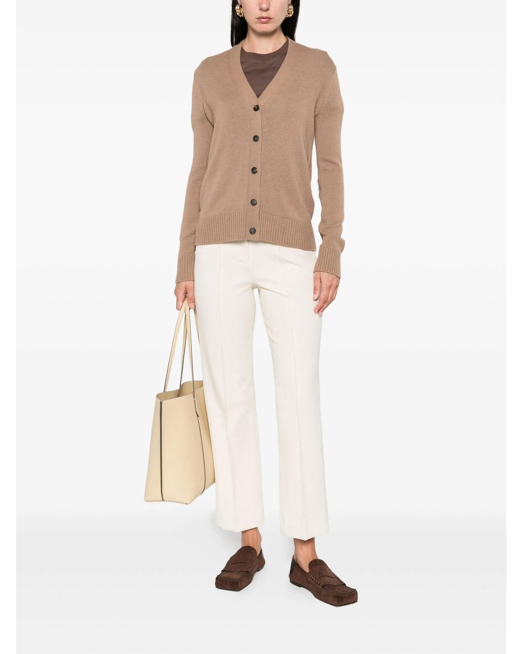 Max Mara Natural Apollo V-Neck Button-Up Cardigan