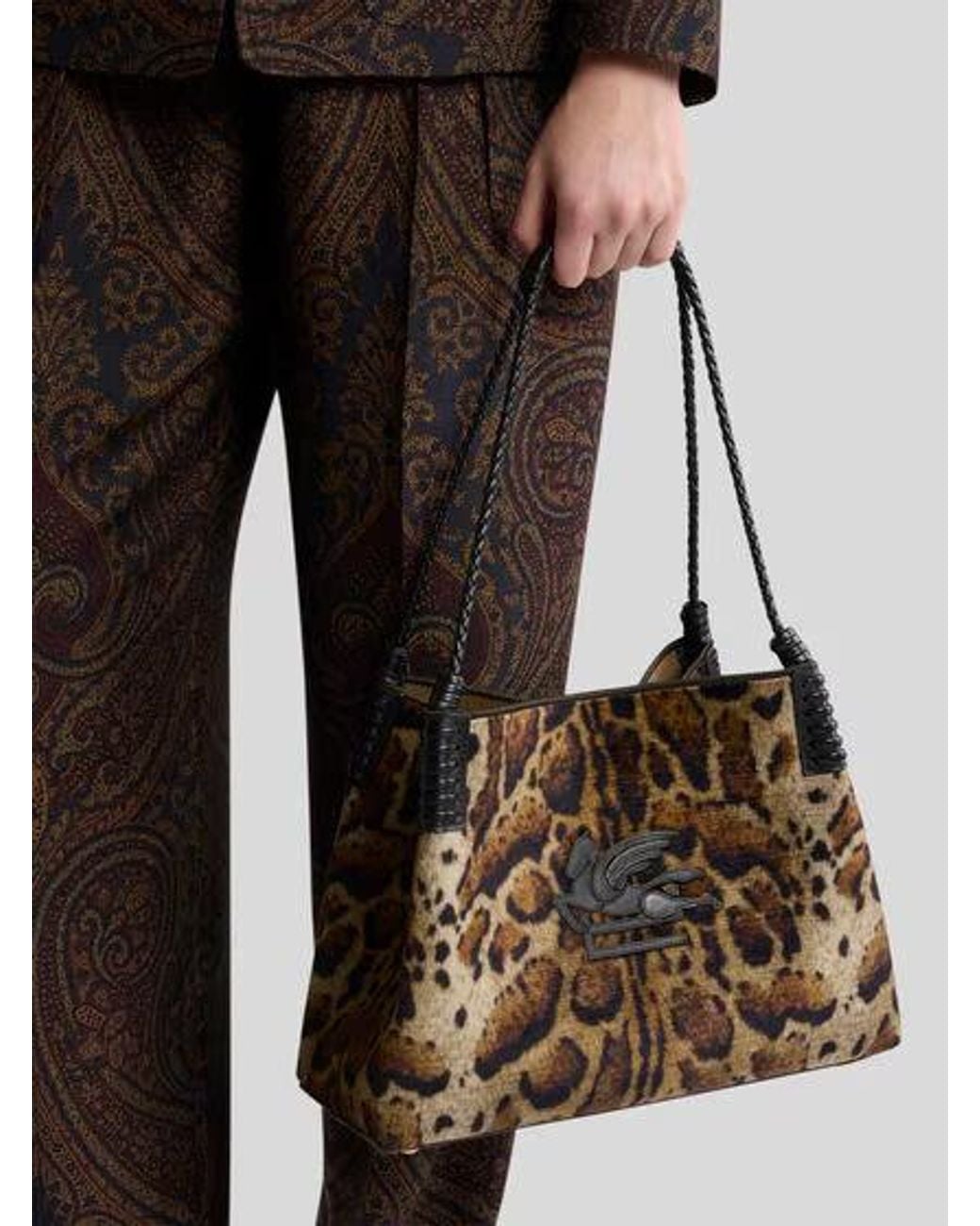 Etro Brown Libra Printed Tote Bag