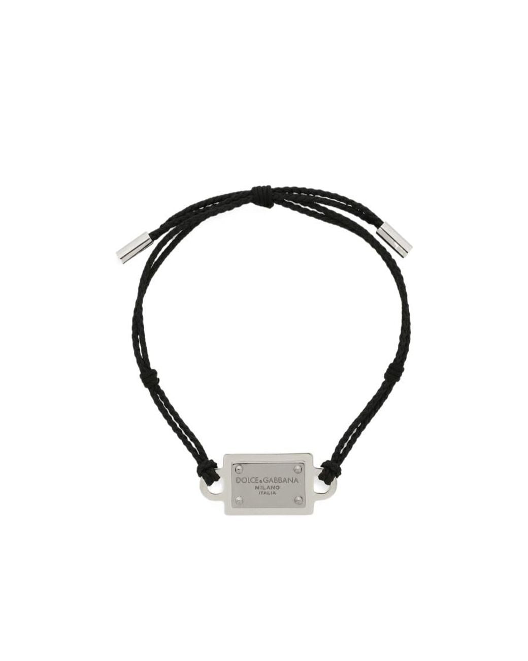 Dolce & Gabbana Metallic Logo Plaque Slide Bracelet for men