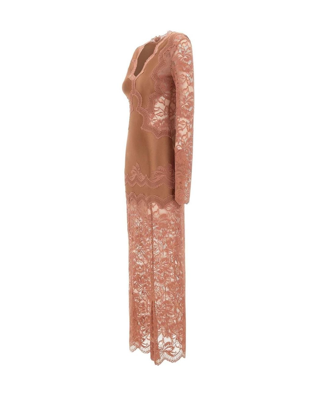 Rabanne Brown Rabanne Lace Panel Maxi Dress