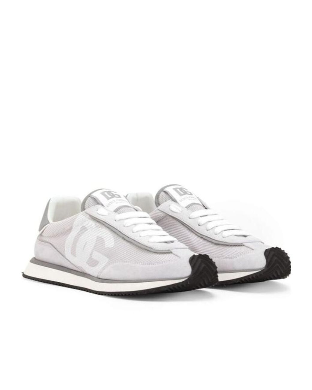 Dolce & Gabbana White Logo Patch Lace-Up Sneakers for men