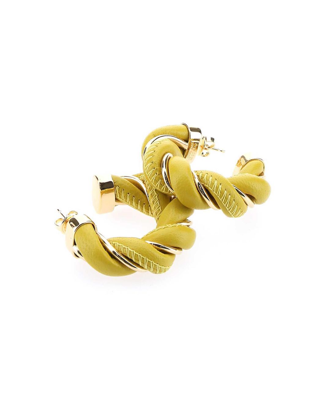 Bottega Veneta Metallic Interwoven Hoop Earrings