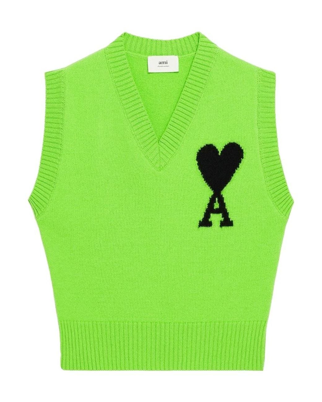 AMI Green Ami De Coeur Knitted Vest for men