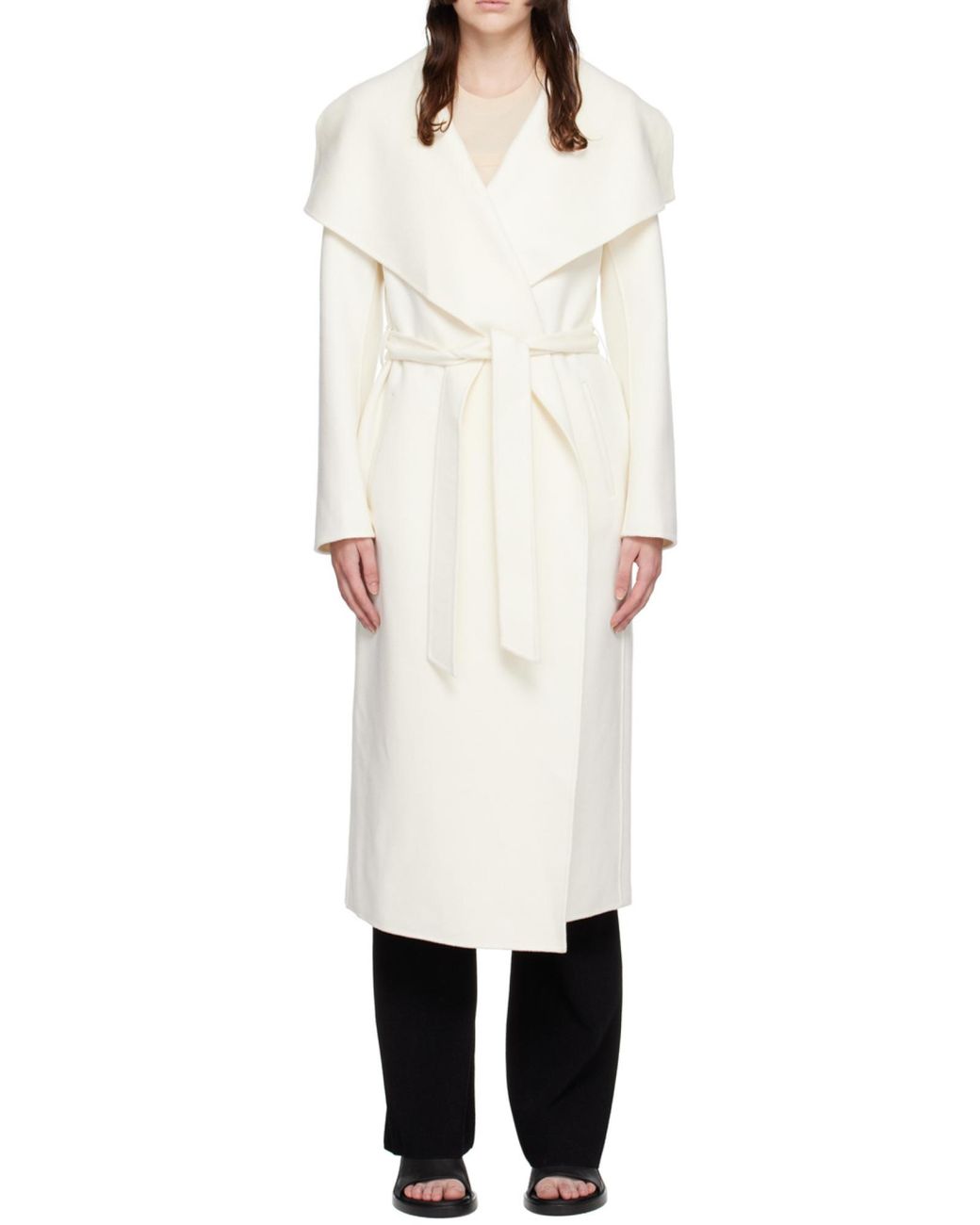 Mackage White Double-Sided Wool Wrap Coat