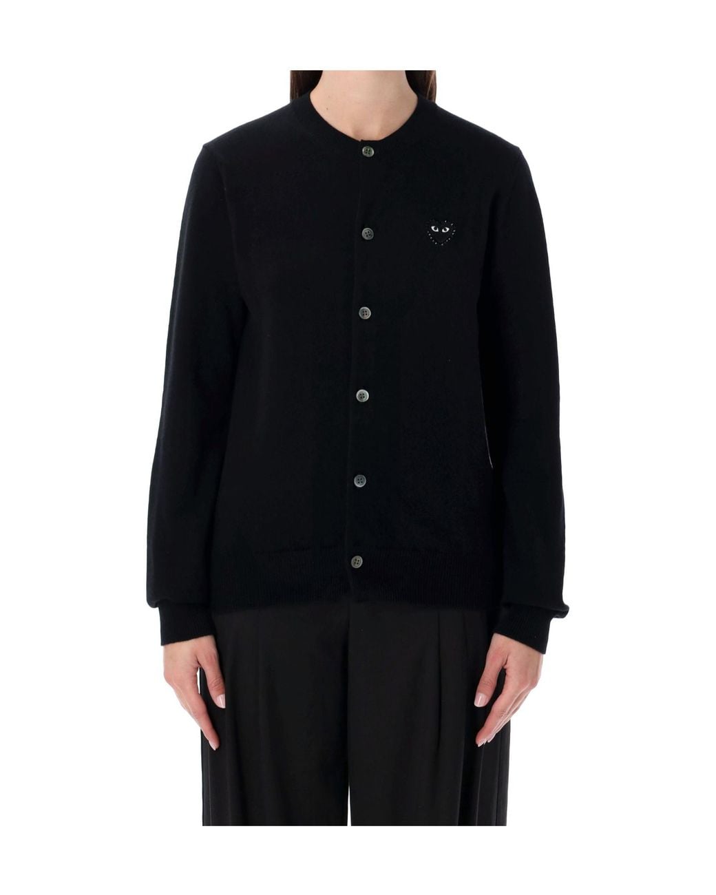 COMME DES GARÇONS PLAY Black Comme Des Garçons Play Logo Patch Crewneck Cardigan for men