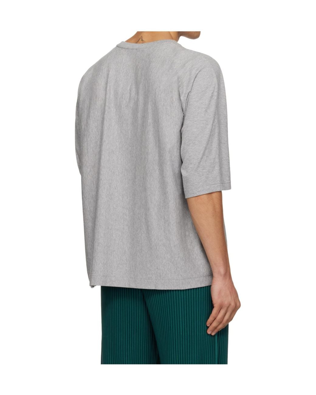 Homme Plissé Issey Miyake Gray Issey Miyake Oversized Short Sleeve T-Shirt for men