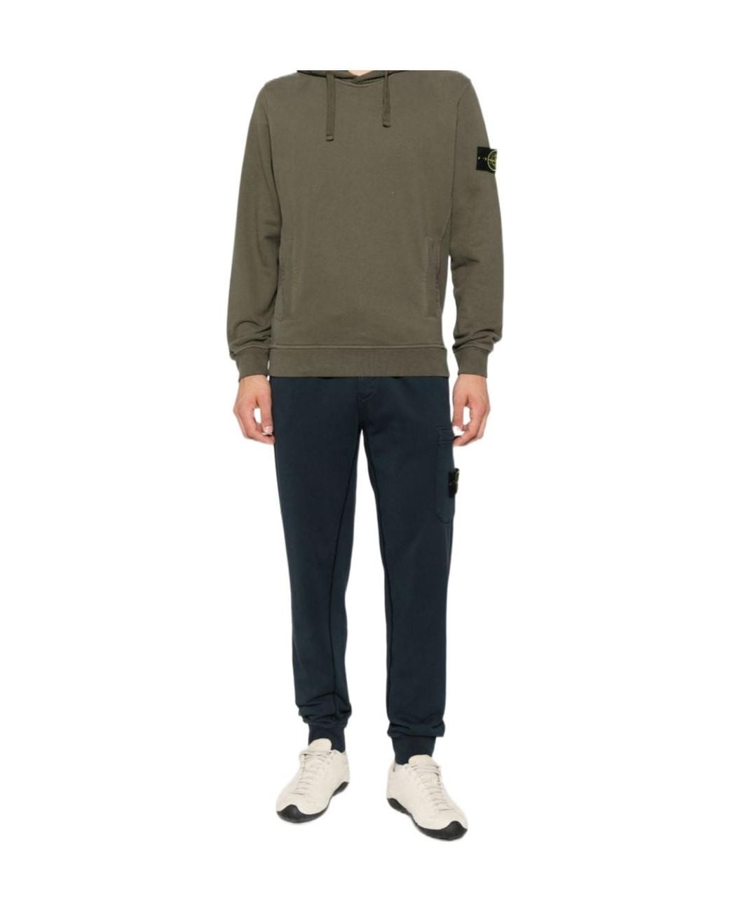 Stone Island Blue Logo Patch Drawstring Trousers for men