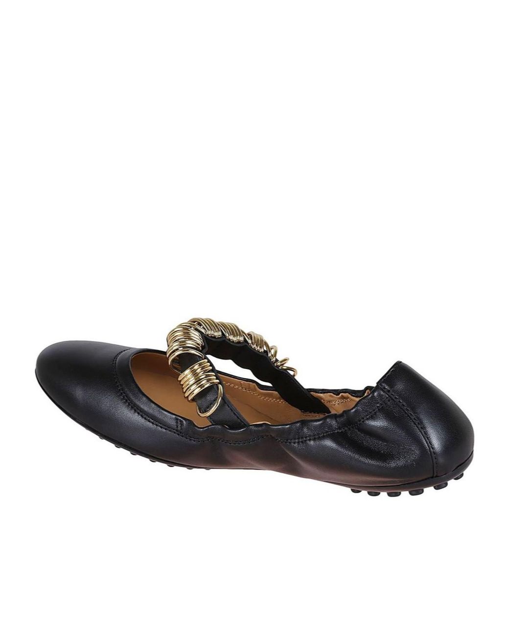 Tod's Black Metallic Rings Strap Ballerinas