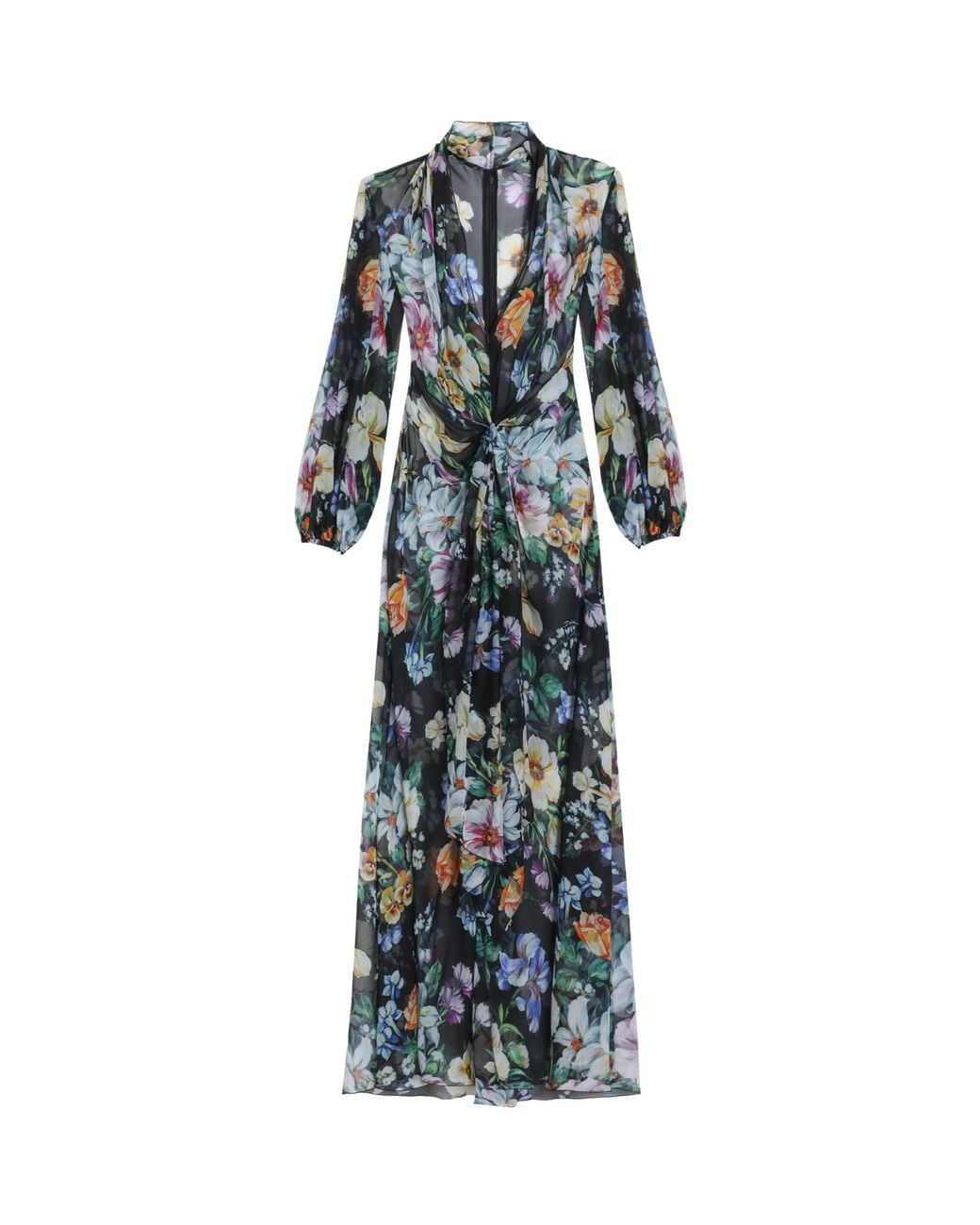Dolce & Gabbana Blue Floral Printed Chiffon Dress
