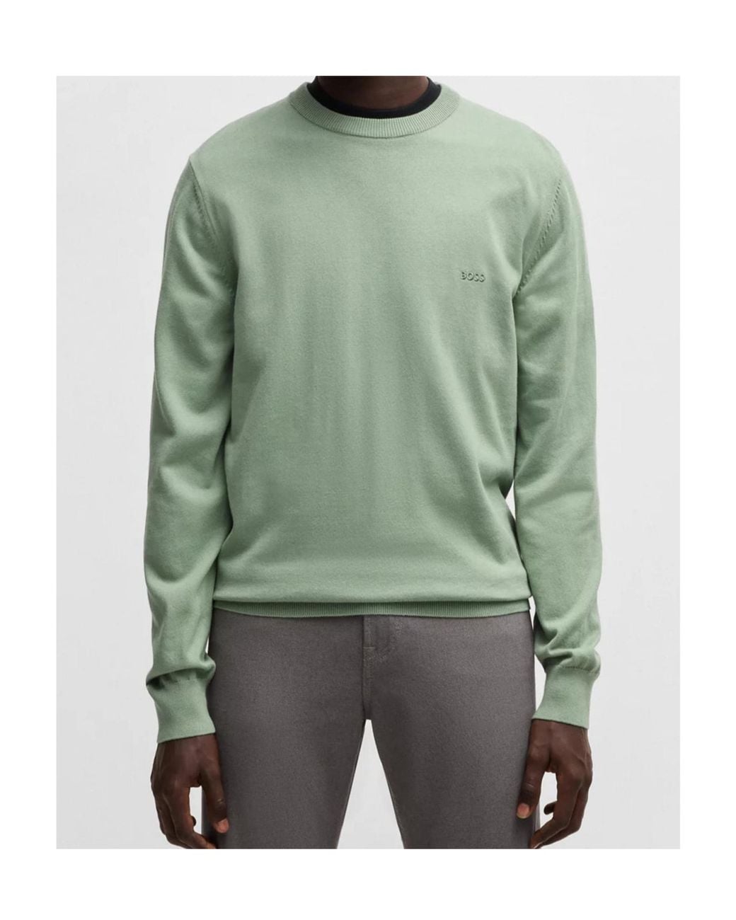 Boss Green Embroidered-Logo Cotton Jumper for men