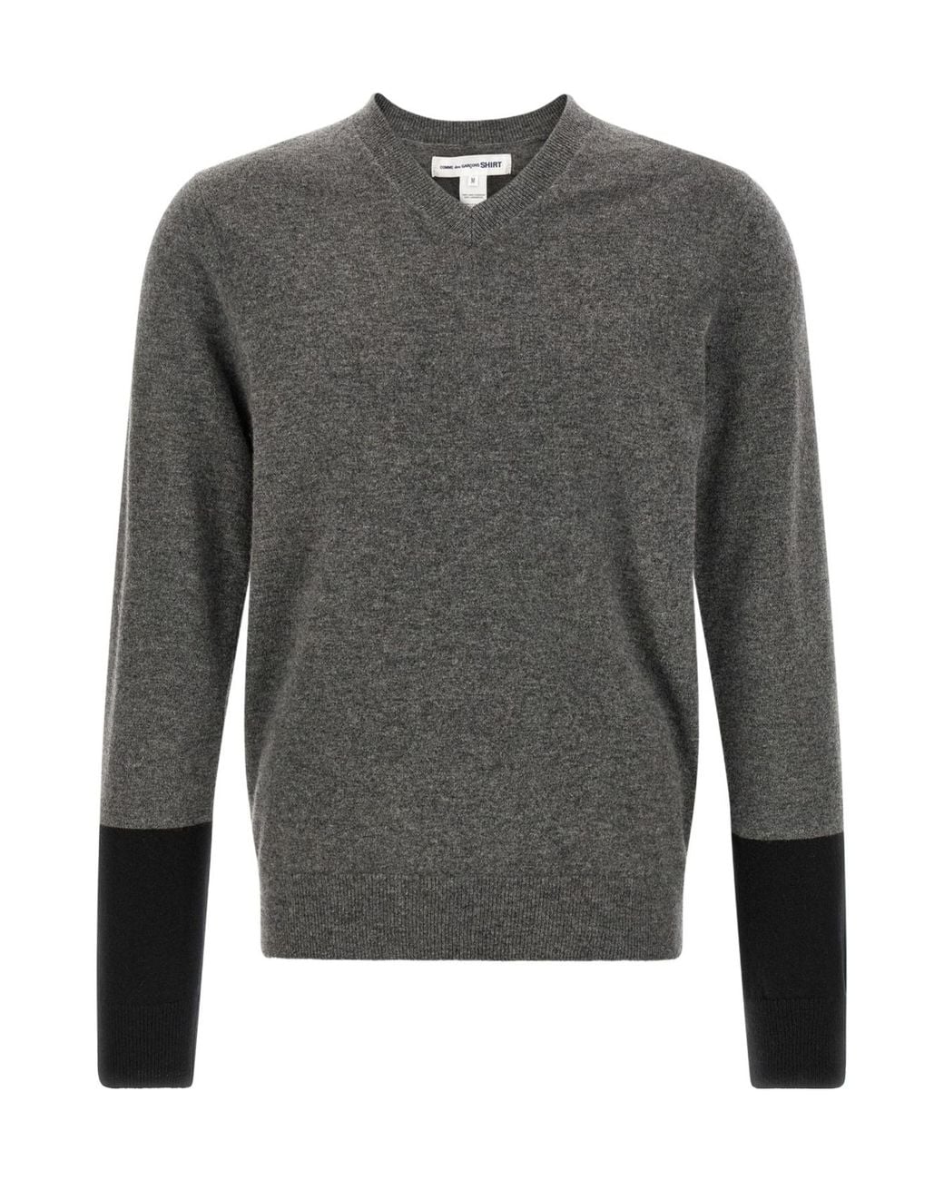 Comme des Garçons Gray Comme Des Garçons Shirt Color-Block V-Neck Knitted Sweater for men