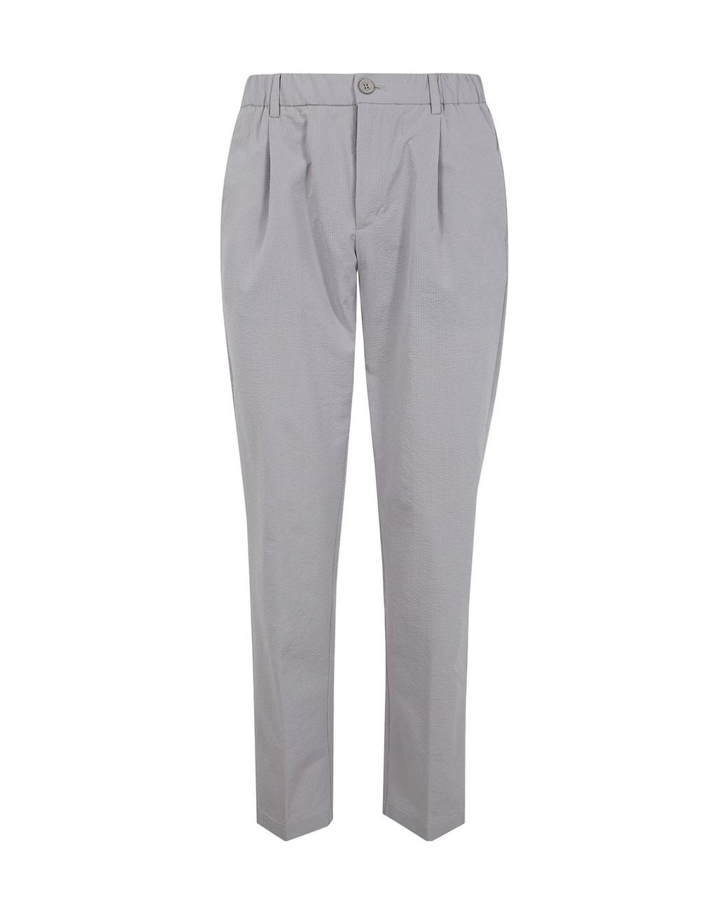 Herno Gray Seersucker Straight-Leg Trousers for men