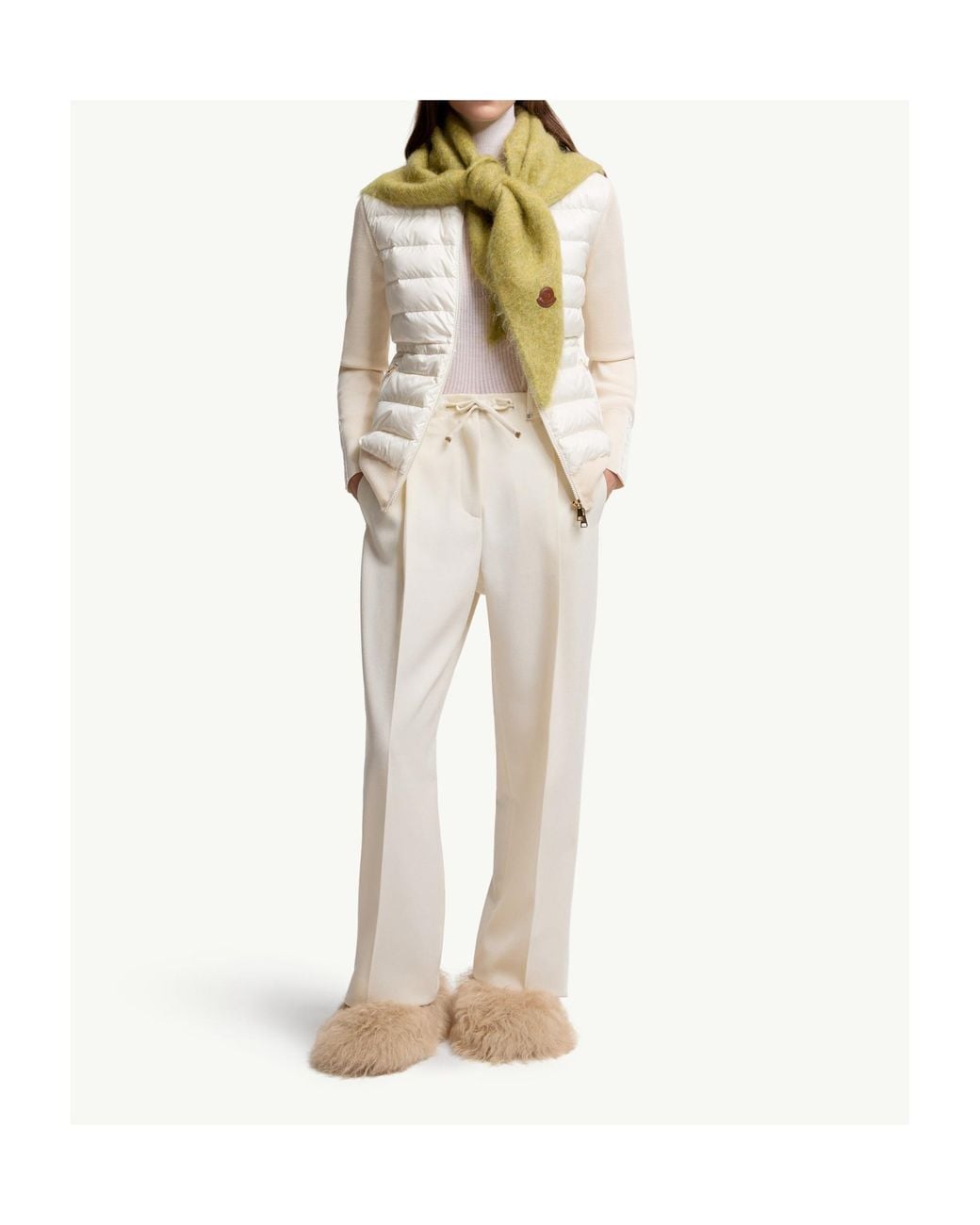 Moncler White Drawstring Tailored Trousers