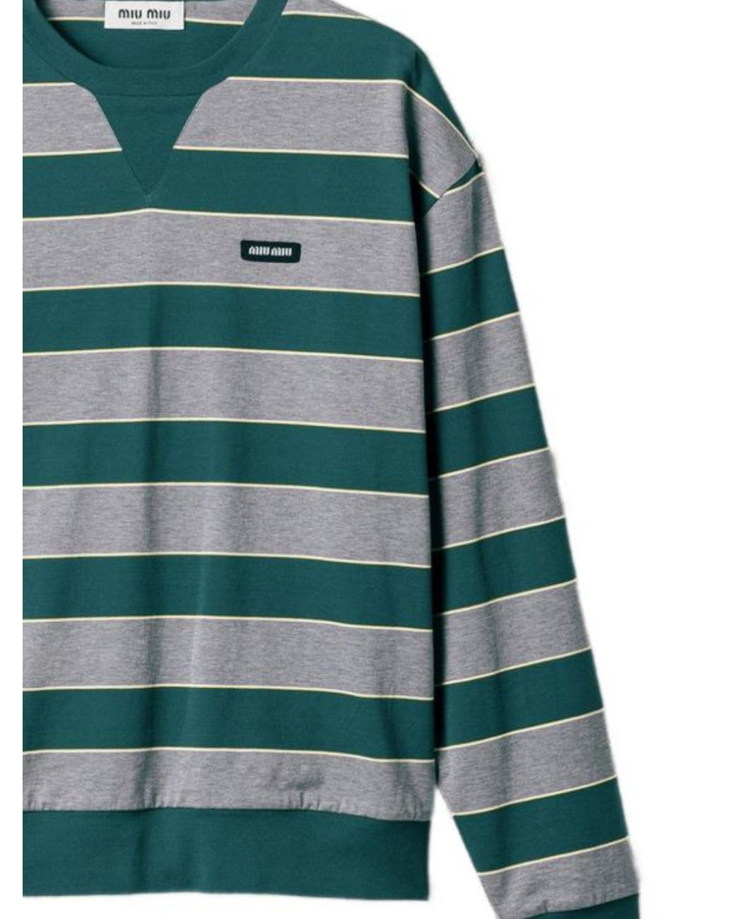 Miu Miu Green Oversized Striped Sweatshirt