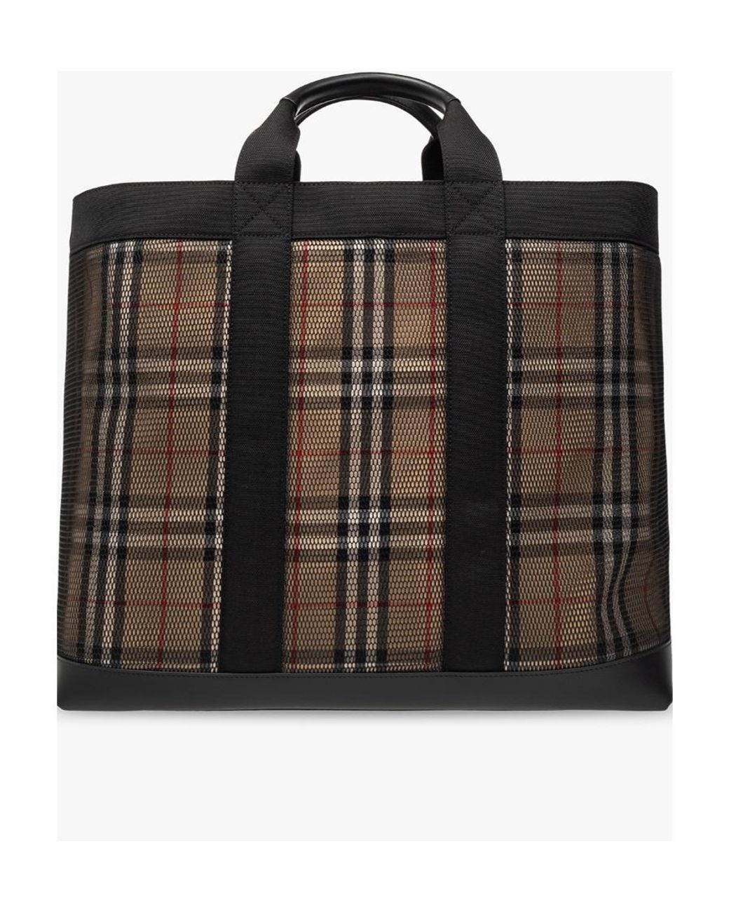 Burberry Black Checked Mesh Tote Bag for men