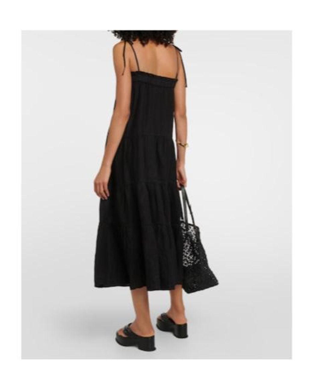 Velvet By Graham & Spencer Black Charlie Tiered Linen Maxi Dress