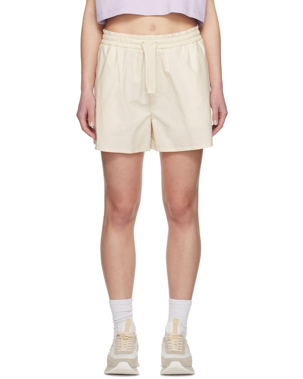 Moncler White Elastic Waistband Flared Shorts