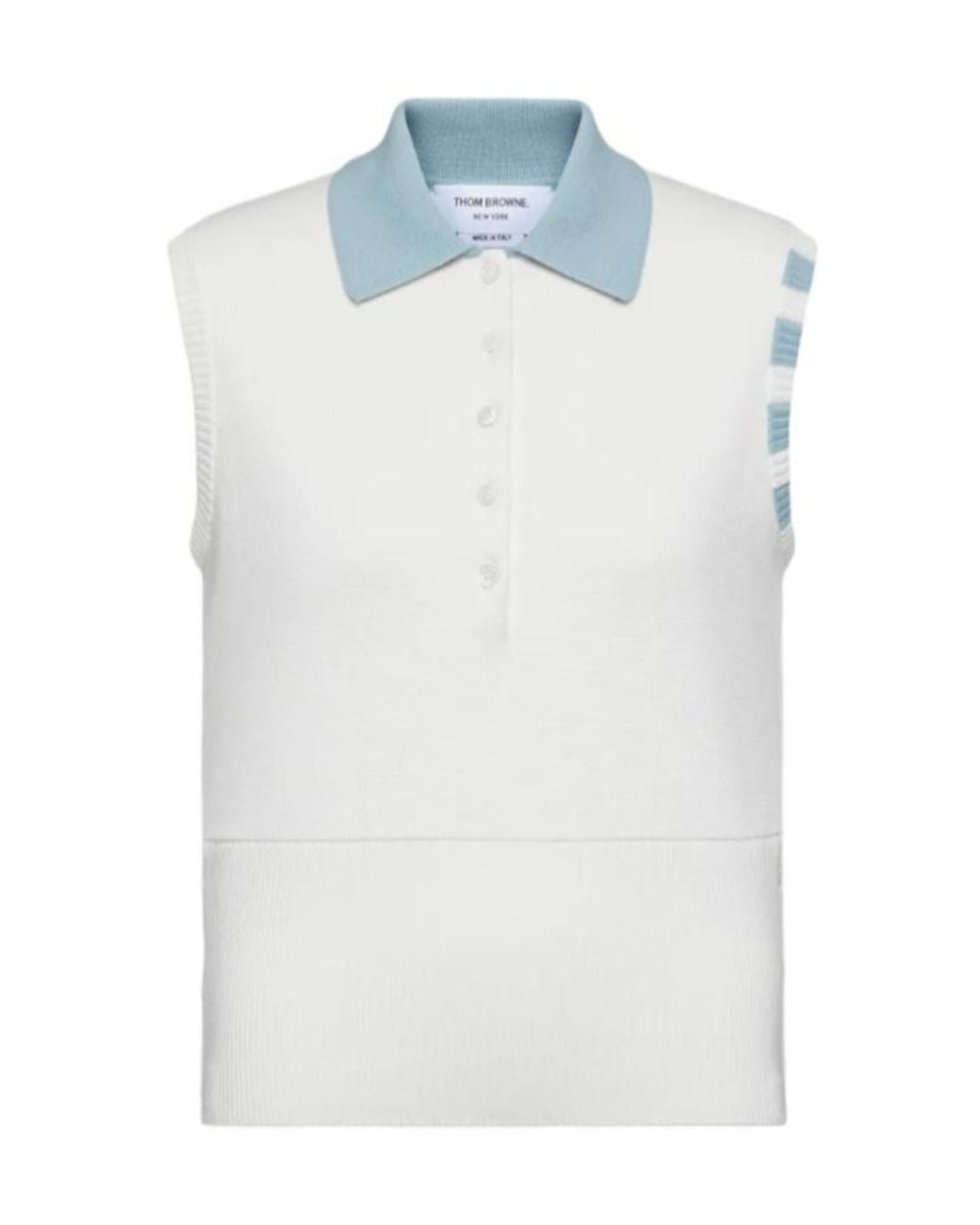 Thom Browne White Sleeveless Polo Shirt