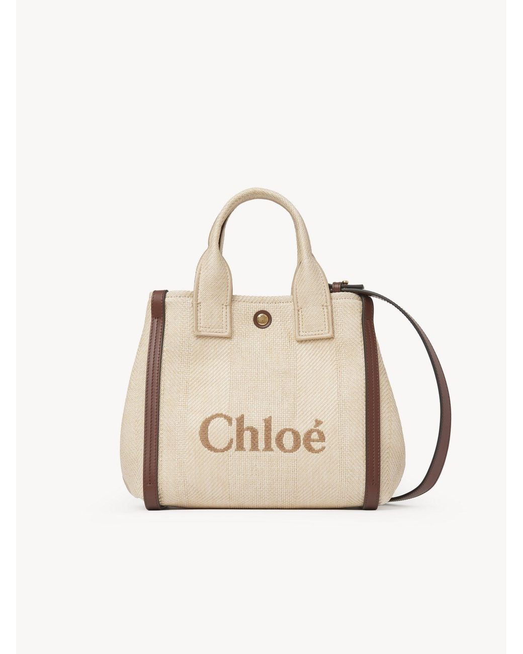 Chloé Natural Chloé Logo Detailed Top Handle Bag
