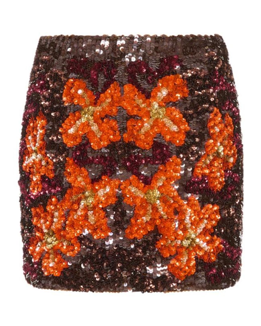 P.A.R.O.S.H. Orange Embellished Mini Skirt
