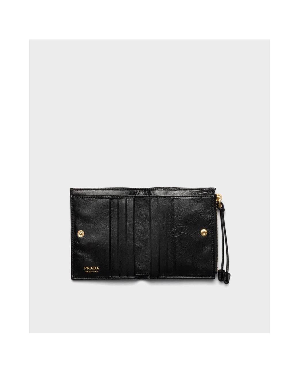 Prada Black Triangle-Logo Bi-Fold Wallet