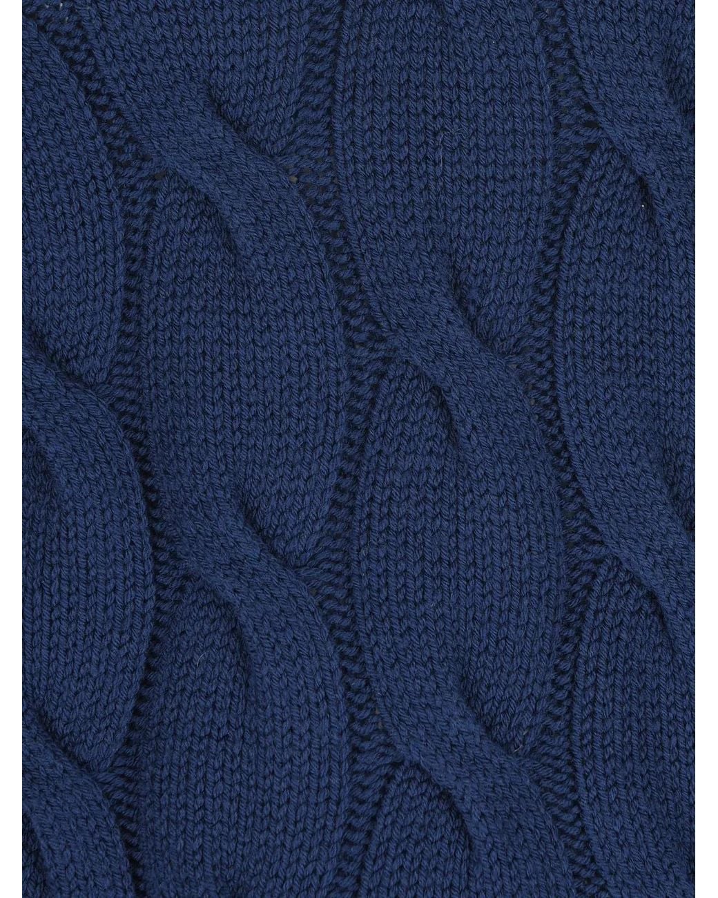 Herno Blue Cable-Knit Turtleneck Knitted Sweater for men