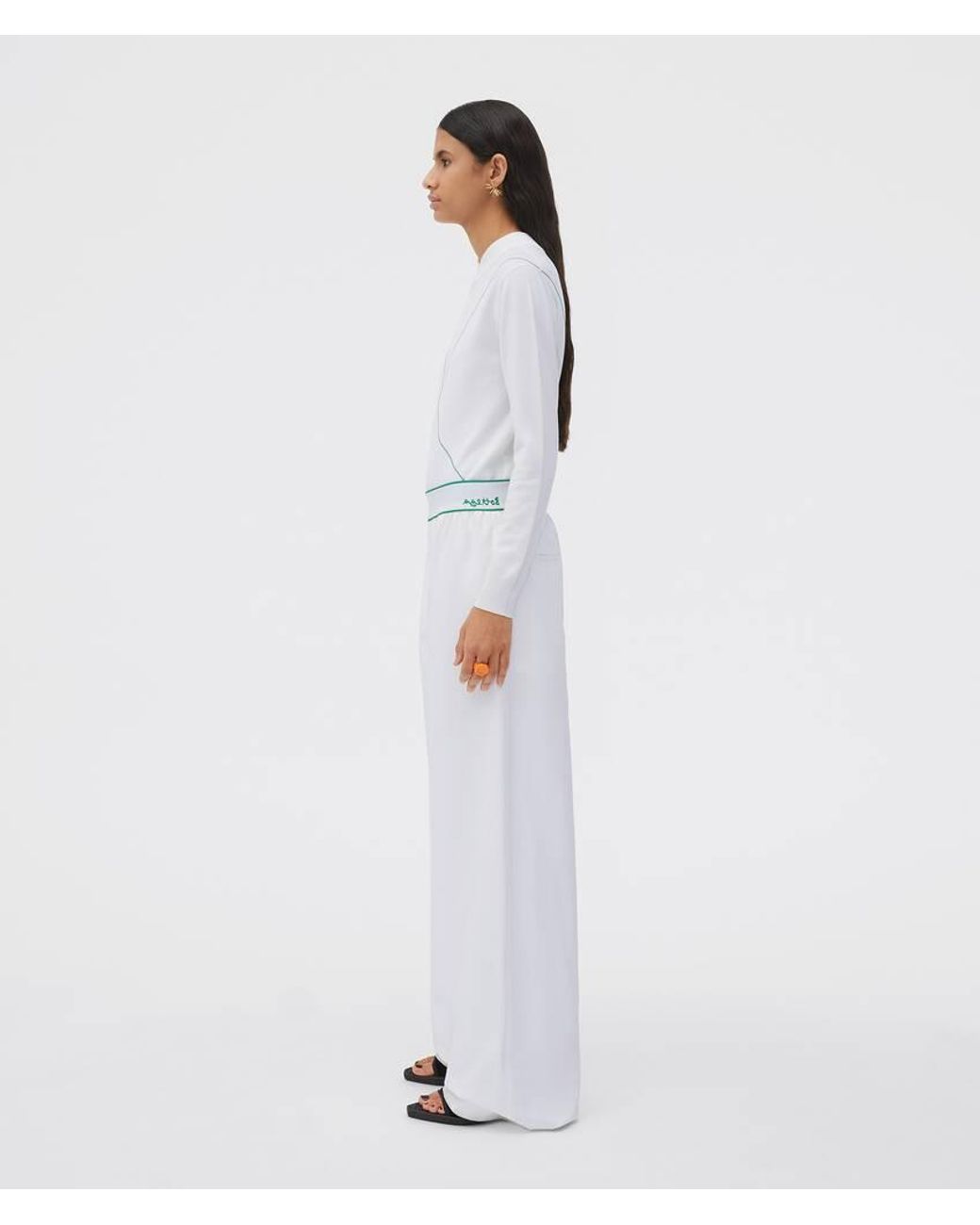 Bottega Veneta White Contrast-Stitch Jumper