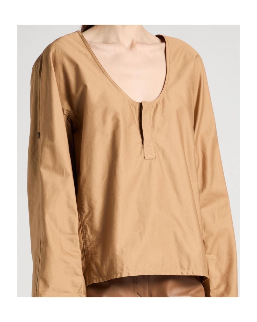 Saint Laurent Brown Round Neck Long-Sleeved Cover-Up
