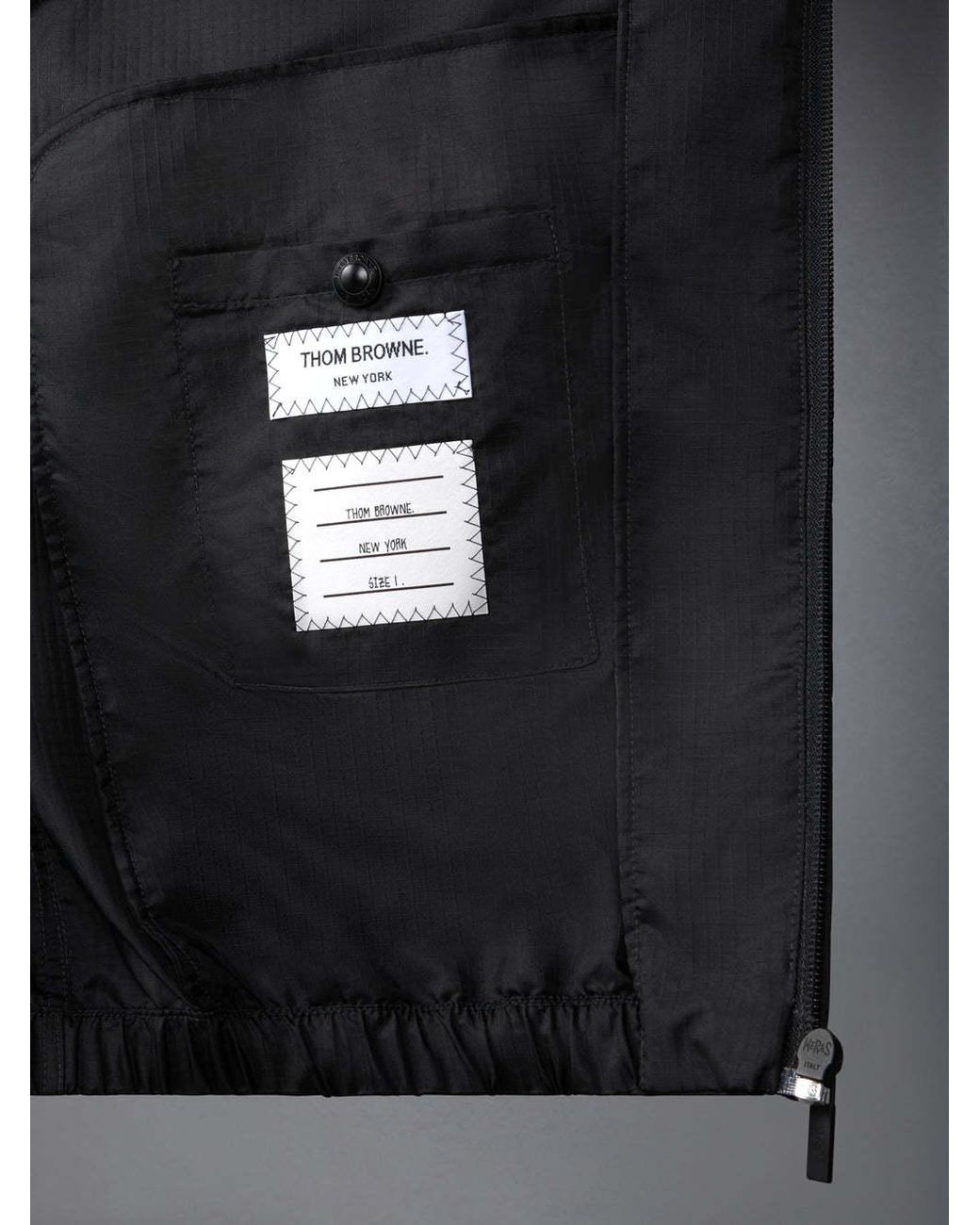 Thom Browne Black Bar Stripe Zipped Jacket for men