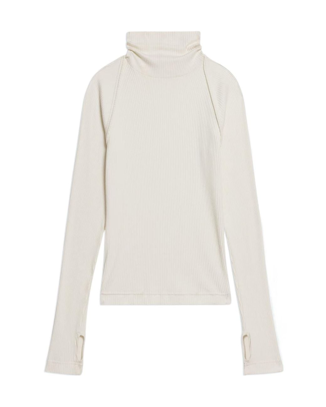 Helmut Lang White Ribbed Turtleneck T-Shirt