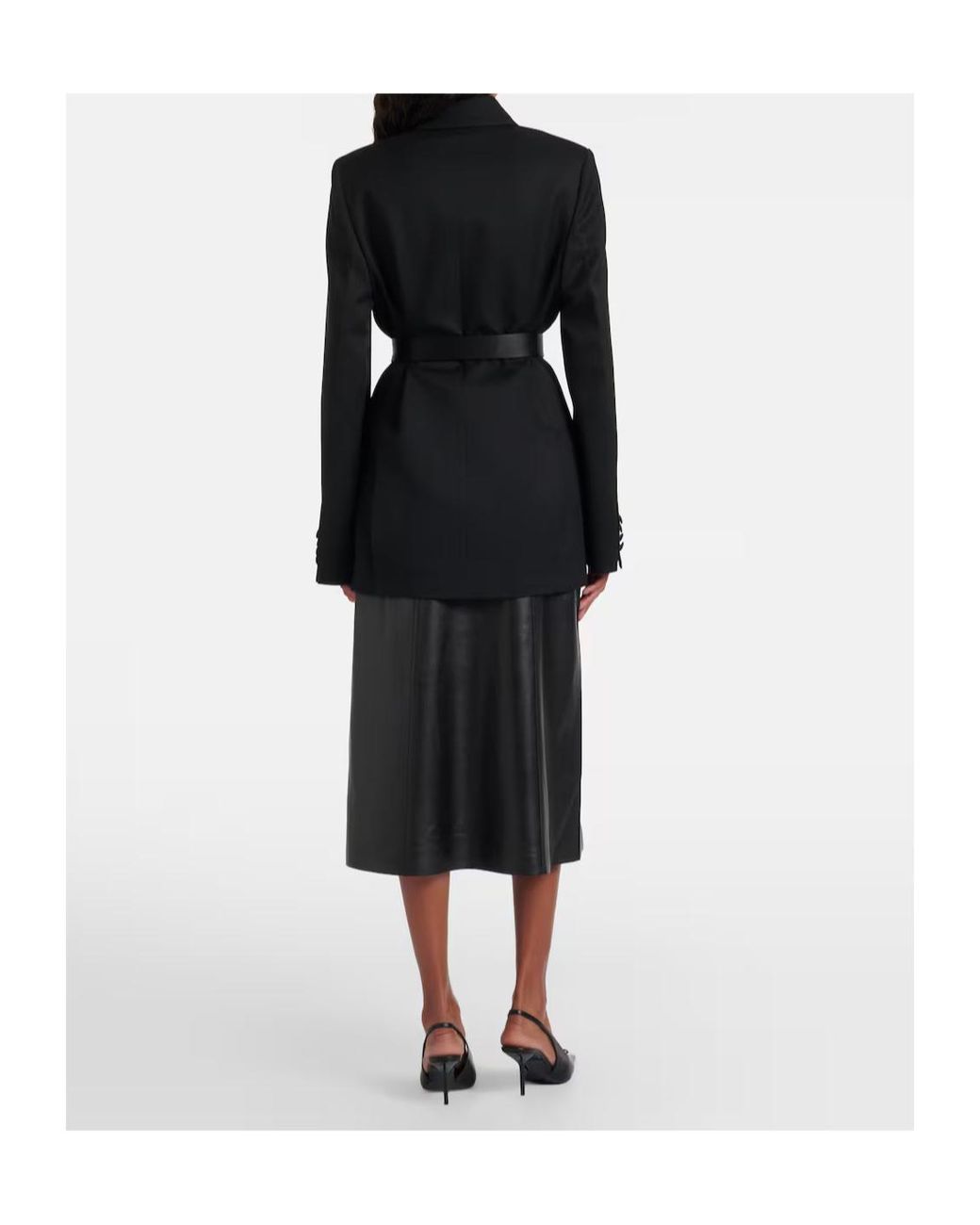 Victoria Beckham Black Leather Pencil Skirt