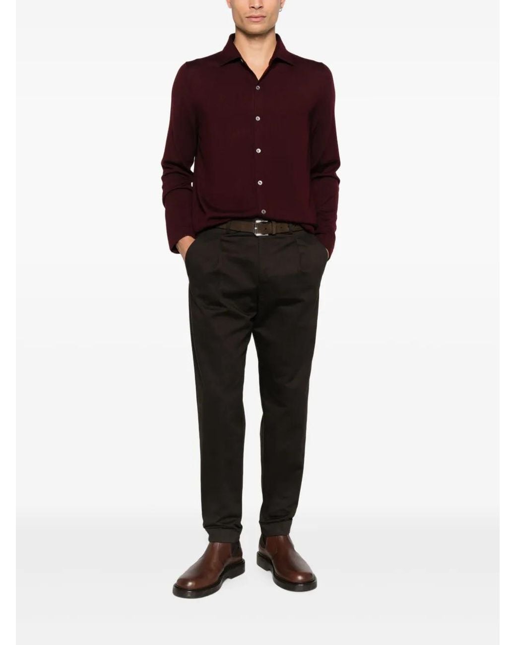 Pt Pantaloni Black Pleated Cuffed Trousers for men