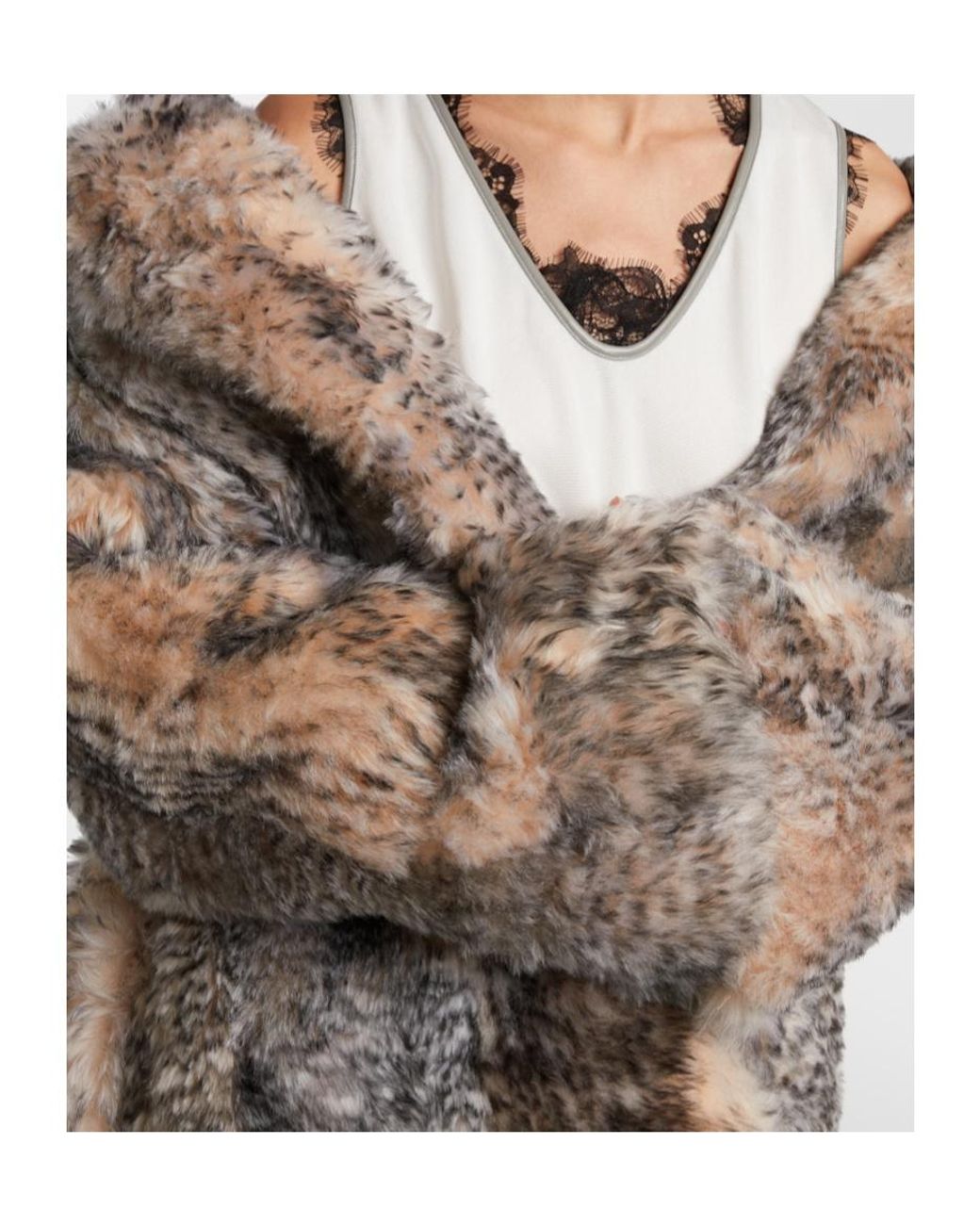JACQUES WEI Gray Shearling Wrap Coat