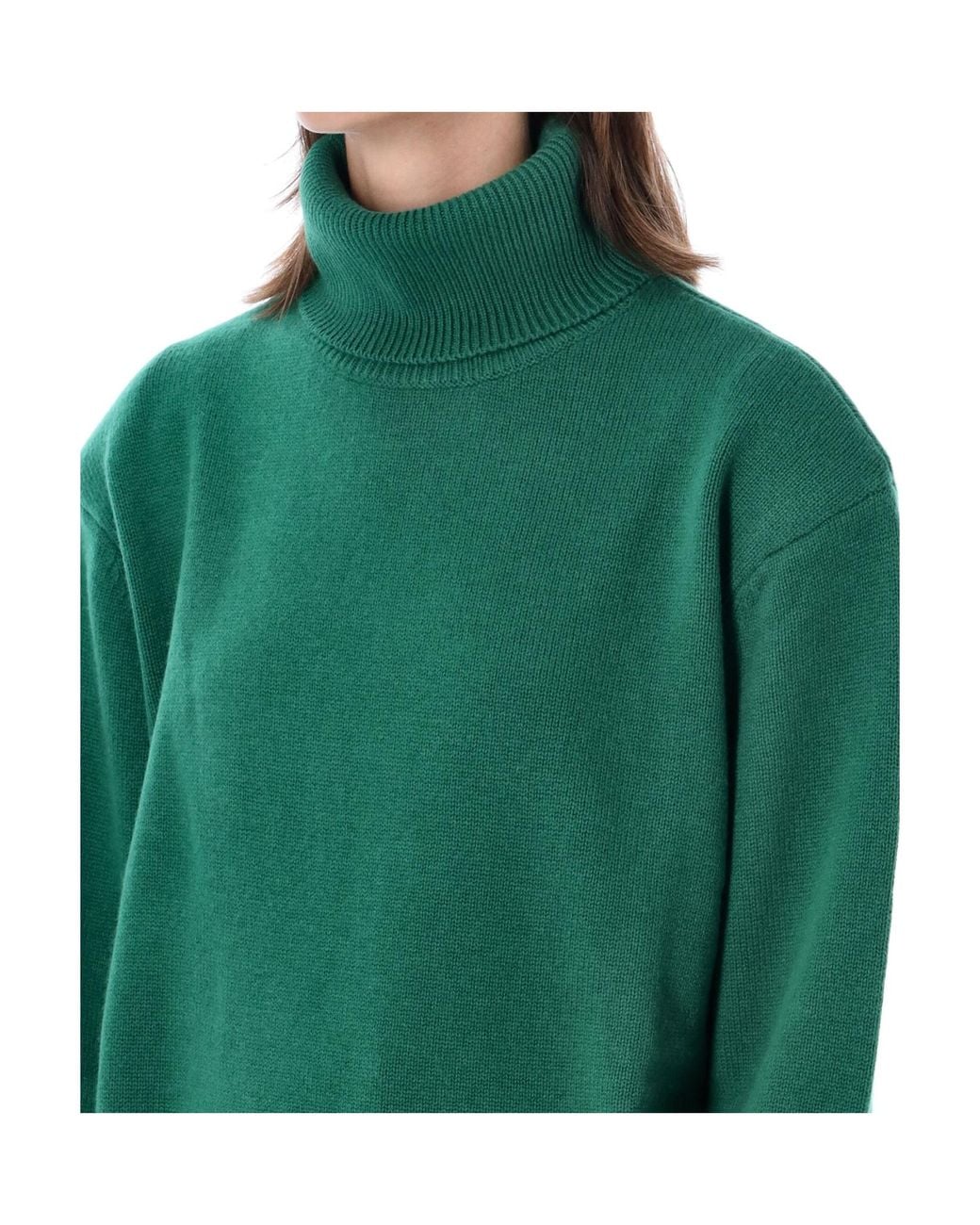 Frankie Shop Green High-Neck Knit Sweater