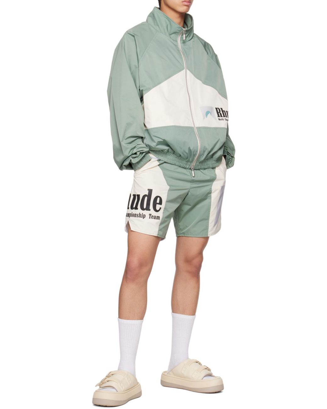 Rhude Green Sena Logo Printed Flight Jacket for men