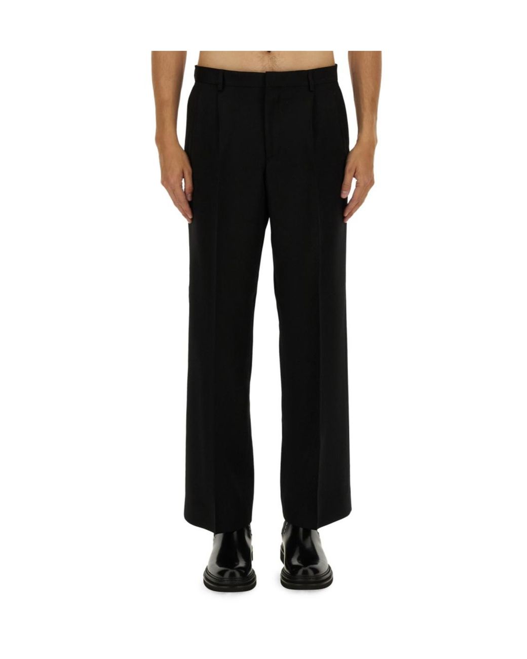 sunflower Black Pleated Wide Leg Pants for men
