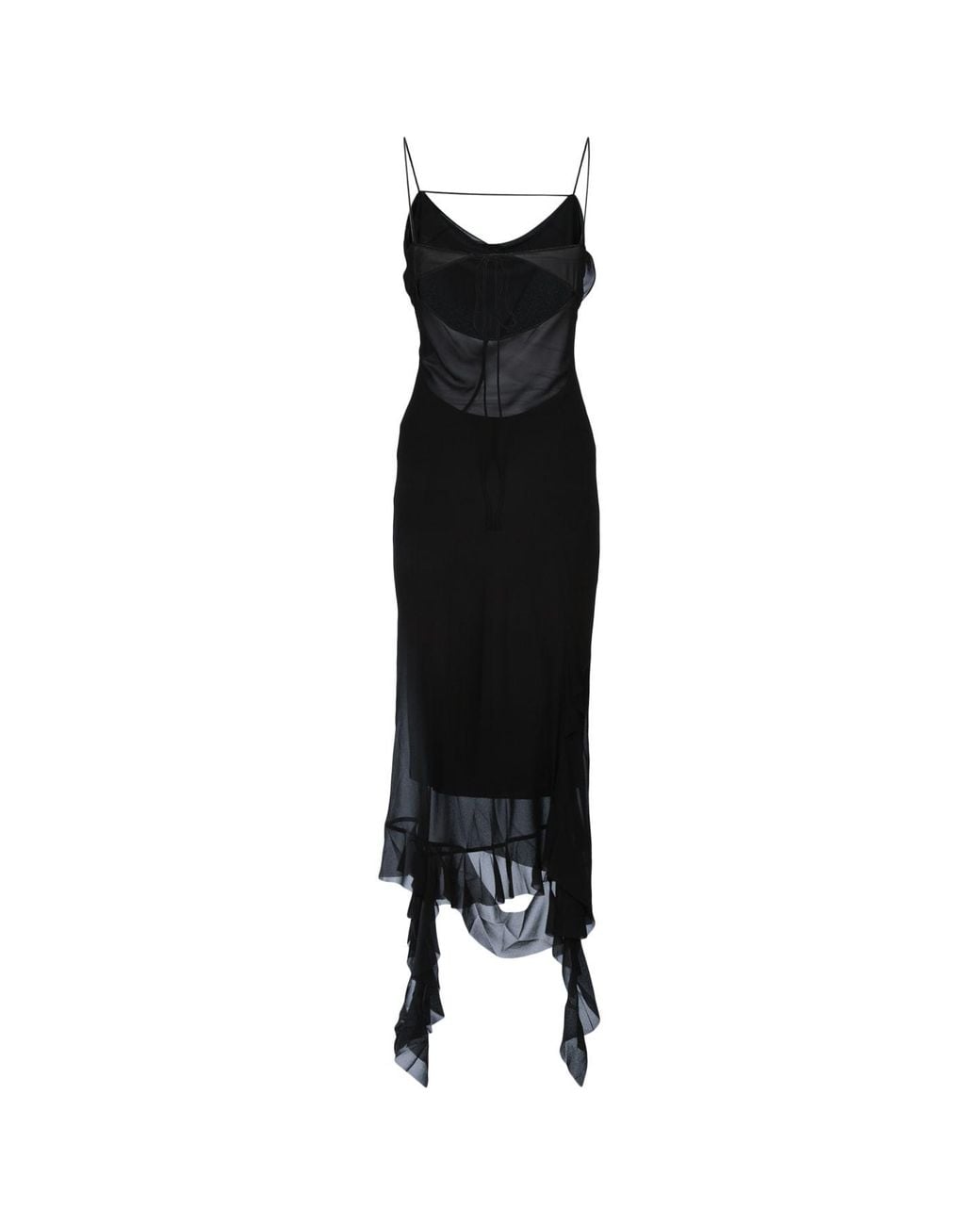 Acne Black Ruffle Detailed Sleeveless Midi Dress