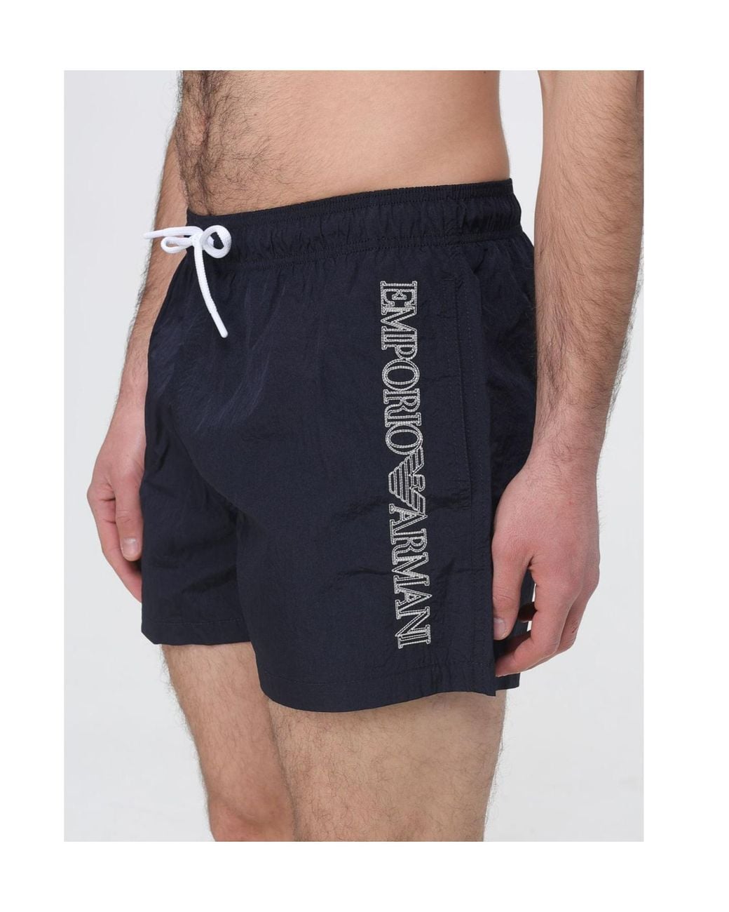 Emporio Armani Blue Logo Patch Drawstring Swim Shorts for men