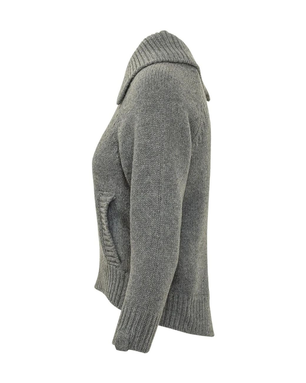 Victoria Beckham Gray Asymmetric Collar Knit Top
